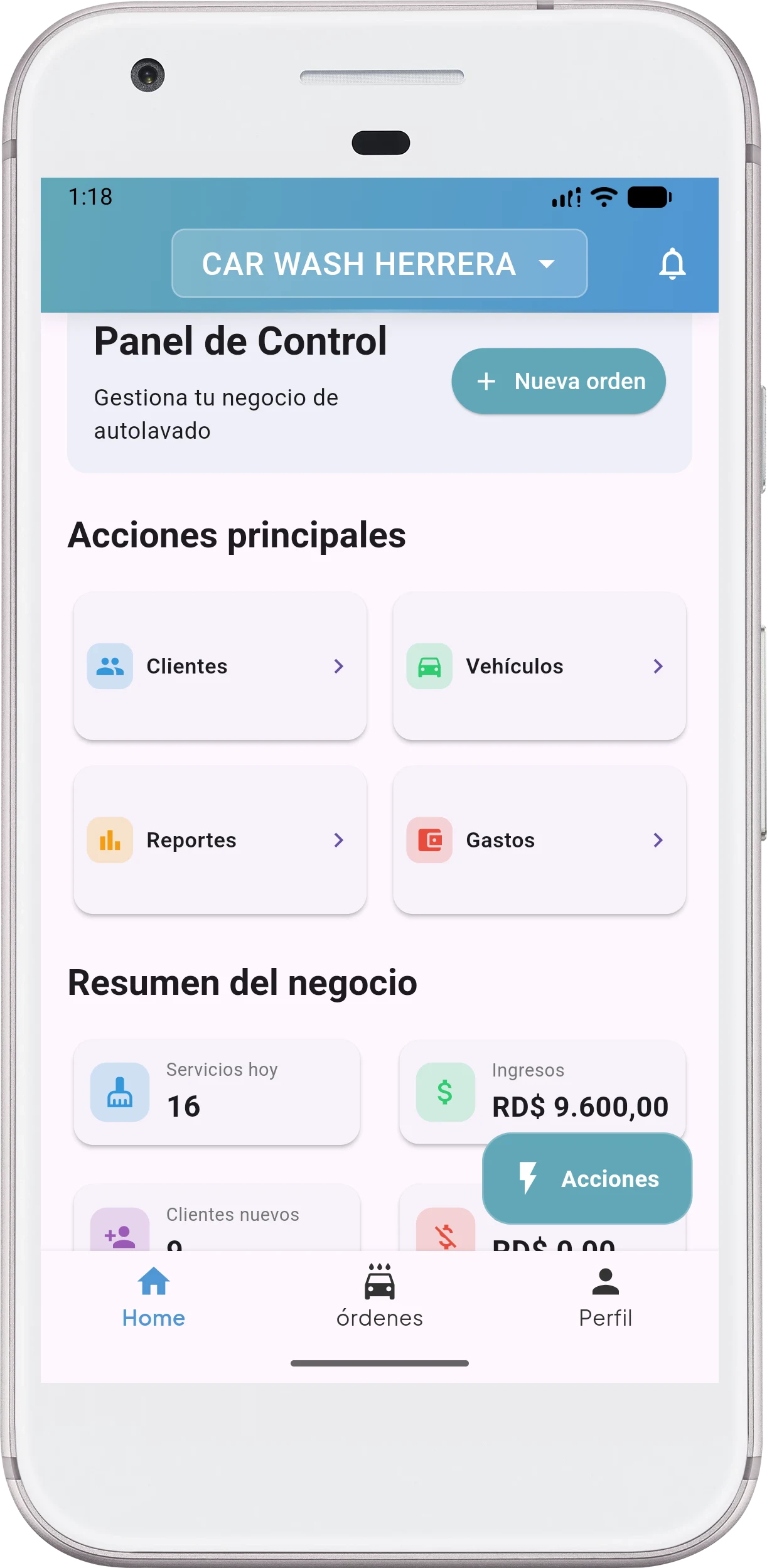 car wash solutions screenshot
